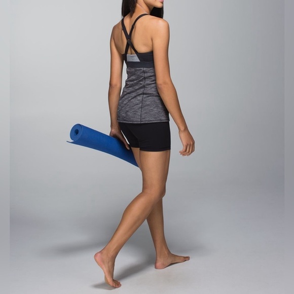 Lululemon Breathe In Tank- Heathered Black/Conductor Stripe Deep Coal Size 6 - Picture 2 of 6